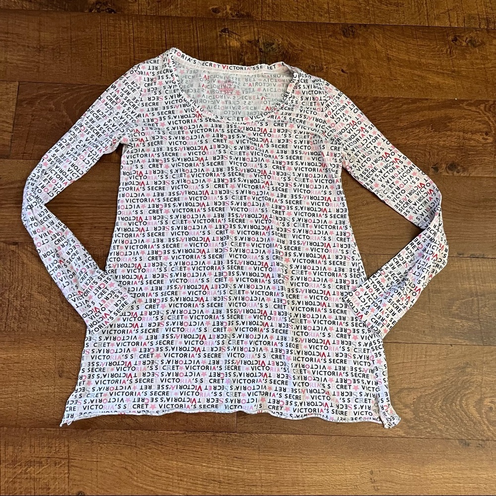 Victoria’s Secret long sleeve LS T-shirt small white pink black lightweight